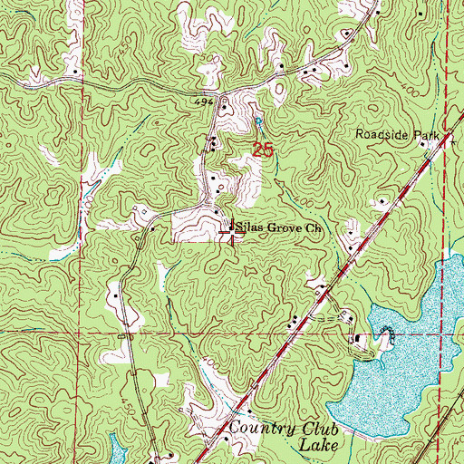 Topographic Map of Silas Grove Cemetery, MS