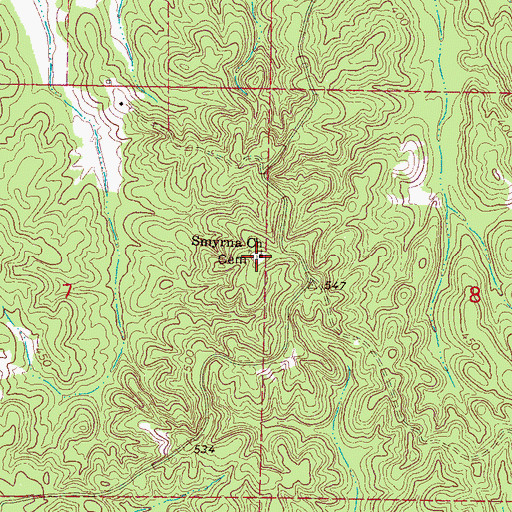 Topographic Map of Smyrna Cemetery, MS