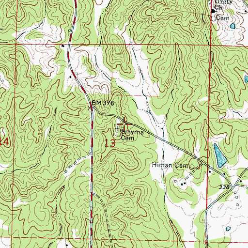 Topographic Map of Smyrna Methodist Church (historical), MS