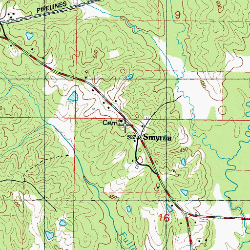 Topographic Map of Smyrna Presbyterian Church, MS