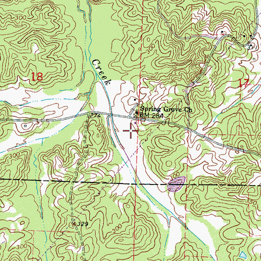 Topographic Map of Spring Grove Cemetery, MS