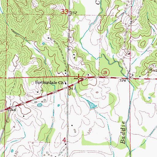 Topographic Map of Springdale, MS