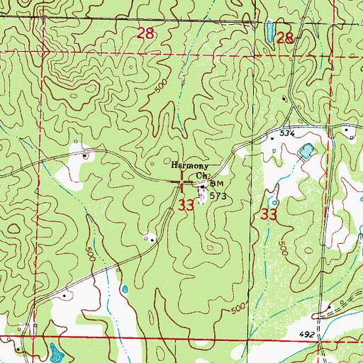 Topographic Map of Thompson (historical), MS