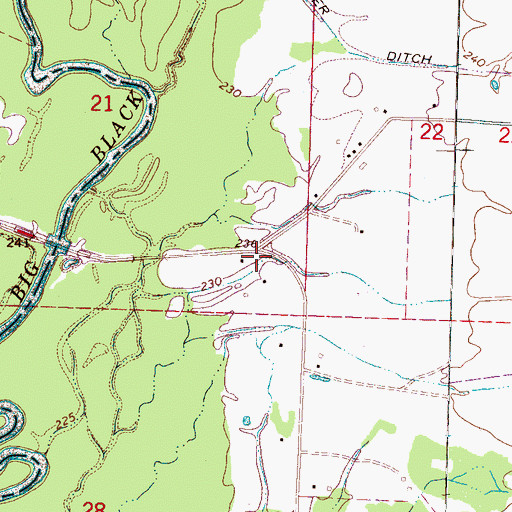 Topographic Map of Valena (historical), MS