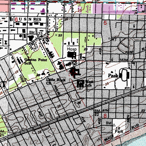 Topographic Map of Gadsden Park Community Hospital, MS
