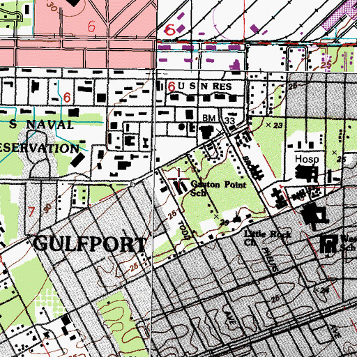 Topographic Map of Gaston Point Elementary School, MS