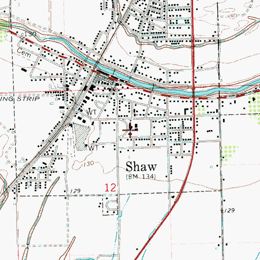 Topographic Map of McEvans School, MS