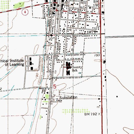 Topographic Map of Tunica Junior High School, MS