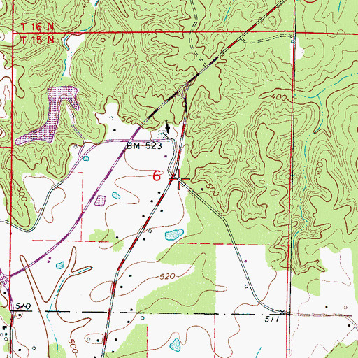Topographic Map of Evergreen, MS