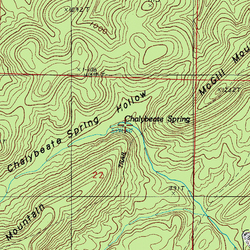 Topographic Map of Chalybeate Spring, AR