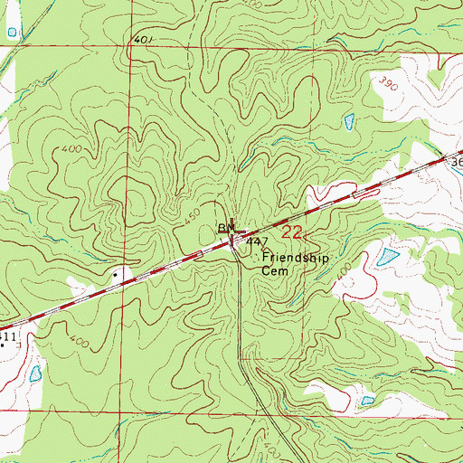 Topographic Map of Friendship Methodist Church (historical), MS