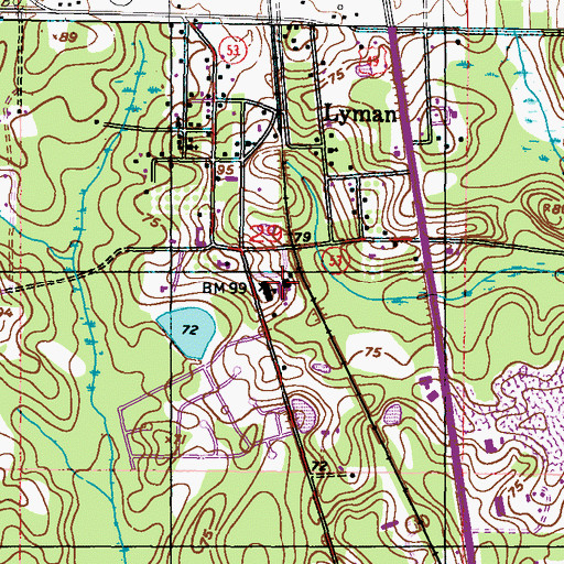 Topographic Map of Lyman Elementary School, MS