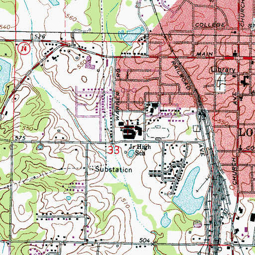 Topographic Map of Louisville Middle School, MS