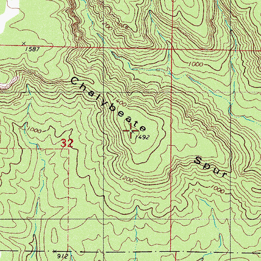 Topographic Map of Chalybeate Spur, AR