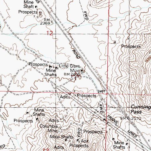 Topographic Map of Little Giant Mine, AZ