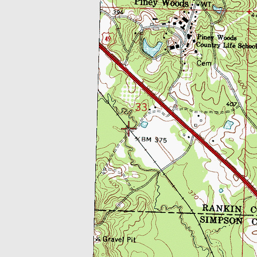 Topographic Map of Belpine, MS