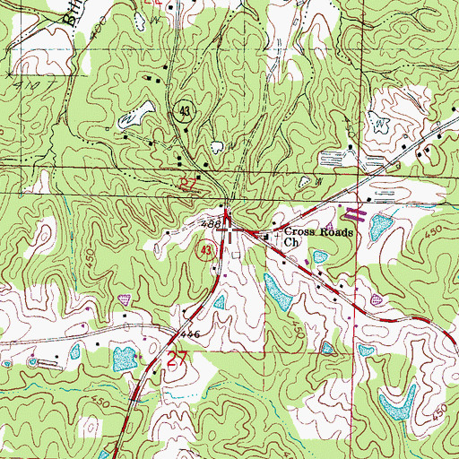 Topographic Map of Cross Roads, MS