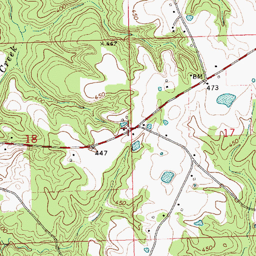 Topographic Map of Lamberts Store, MS