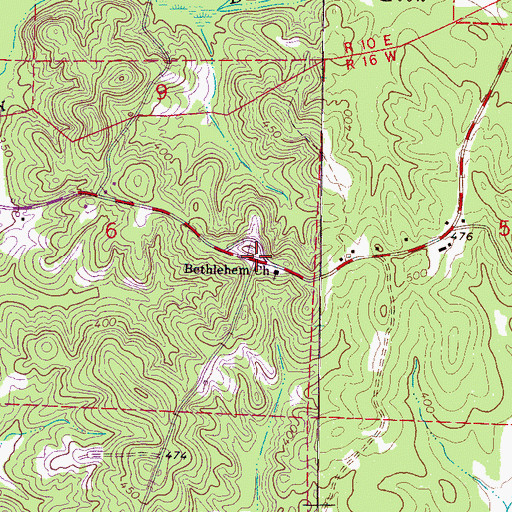 Topographic Map of Riggins, MS