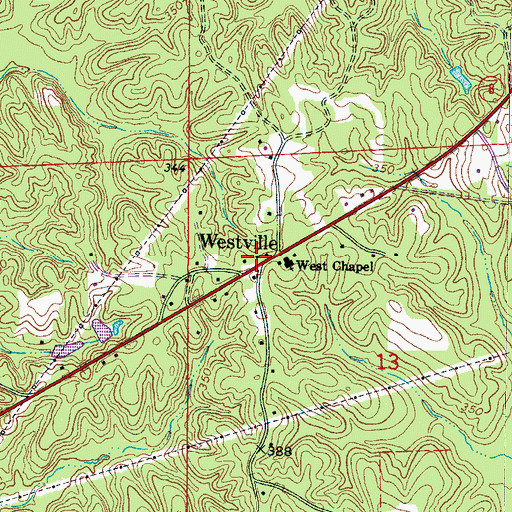 Topographic Map of Westville, MS