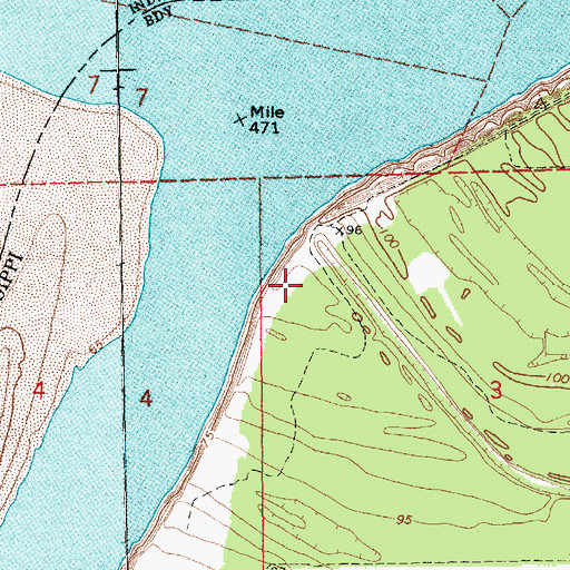 Topographic Map of Cottonwood Landing, MS