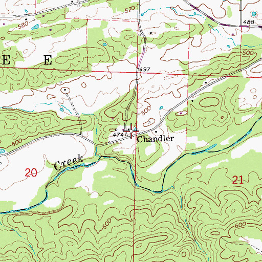 Topographic Map of Chandler, AR