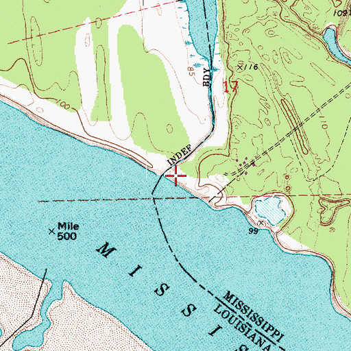 Topographic Map of Skipwith Landing, MS