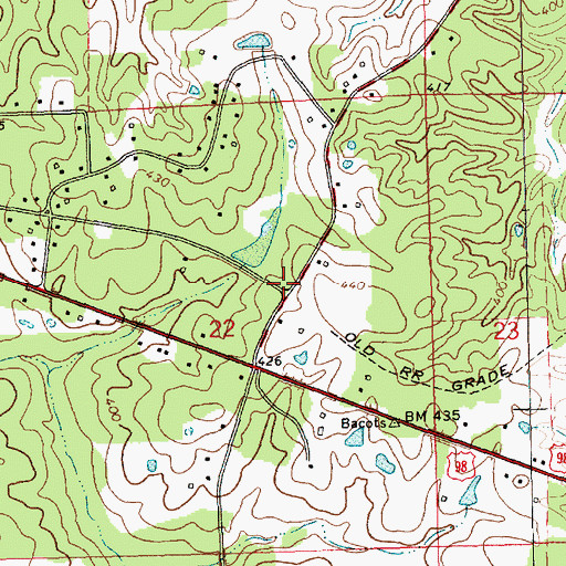 Topographic Map of Bacots, MS