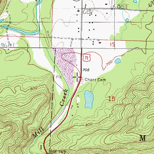 Topographic Map of Chant Cemetery, AR