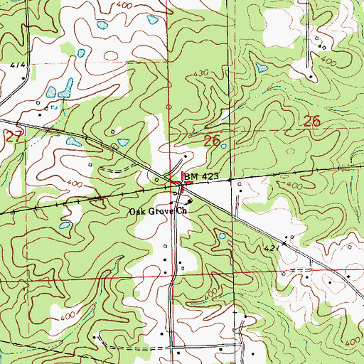 Topographic Map of Jennings, MS