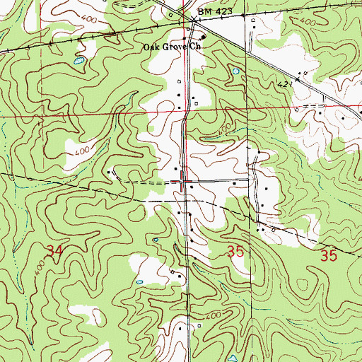 Topographic Map of Martin, MS