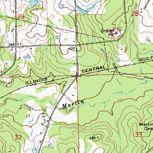 Topographic Map of Pitts, MS
