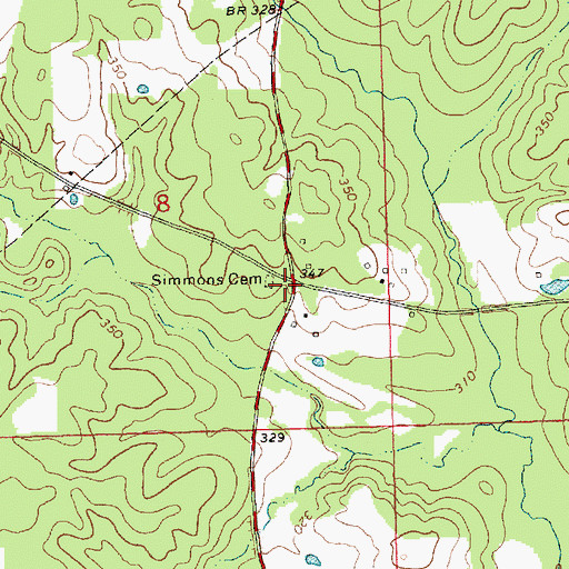 Topographic Map of Simmonsville, MS