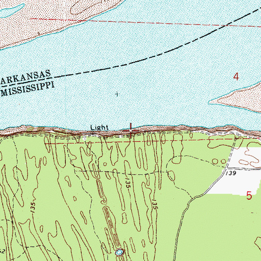 Topographic Map of Choctaw Bend, MS
