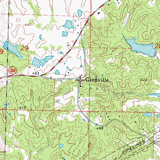 Topographic Map of Glenville Cemetery, MS