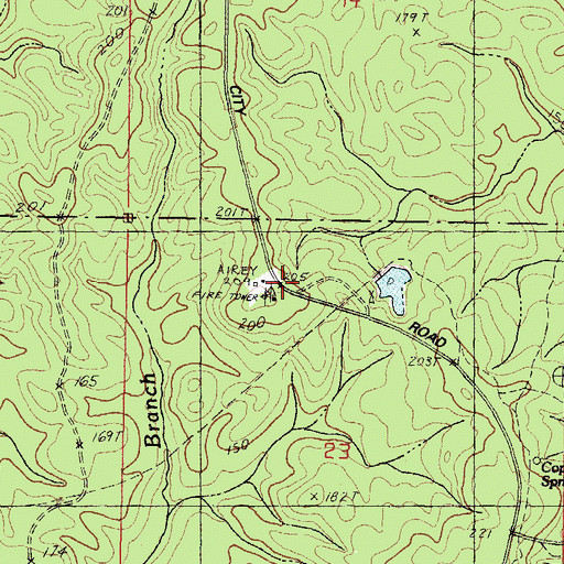 Topographic Map of Airey Lookout Tower, MS
