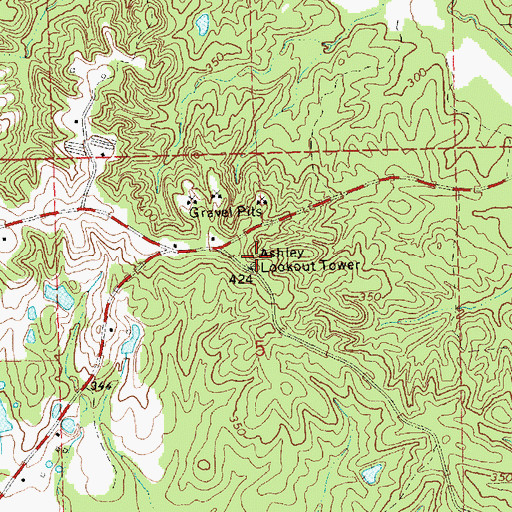 Topographic Map of Ashley Lookout Tower, MS