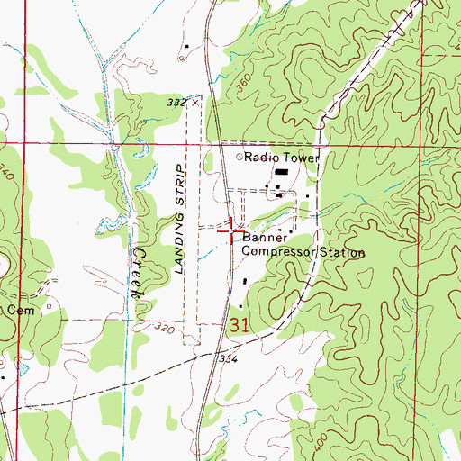 Topographic Map of Banner Compressor Station, MS