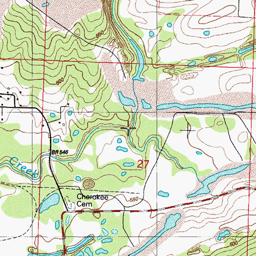 Topographic Map of Cherokee Creek, AR