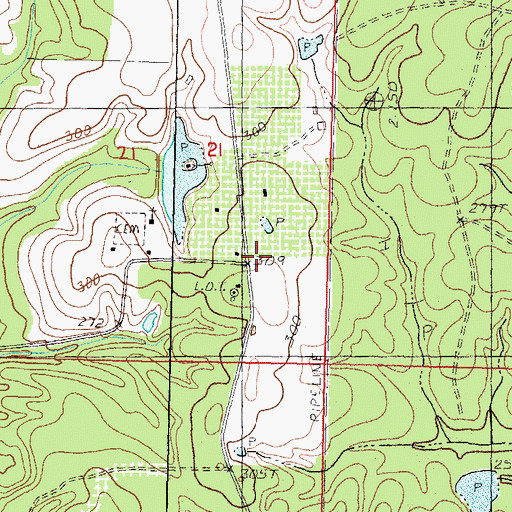 Topographic Map of Bilbo Lookout Tower, MS