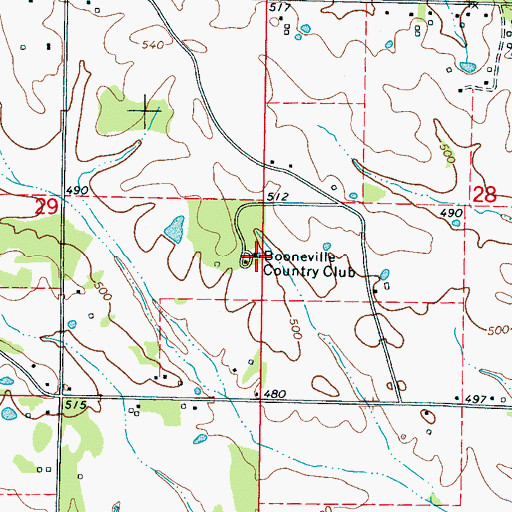 Topographic Map of Booneville Country Club, MS