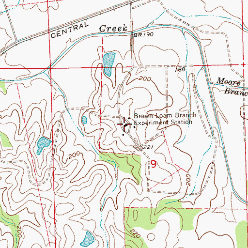 Topographic Map of Brown Loam Branch Experiment Station, MS
