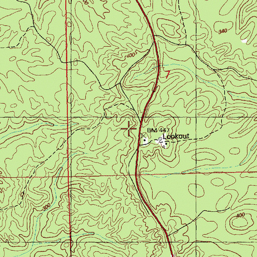 Topographic Map of Bude Lookout Tower, MS
