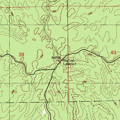 Topographic Map of Buffalo Lookout Tower, MS