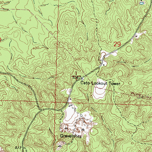 Topographic Map of Cato Lookout Tower, MS