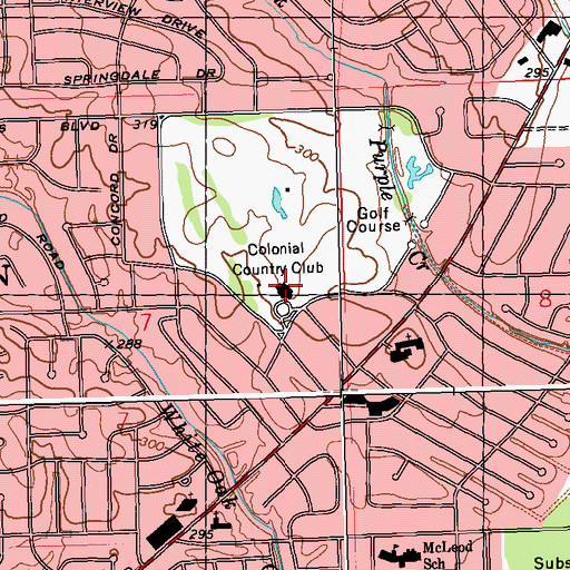 Topographic Map of Colonial Country Club, MS
