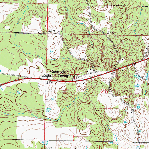 Topographic Map of Covington Lookout Tower, MS