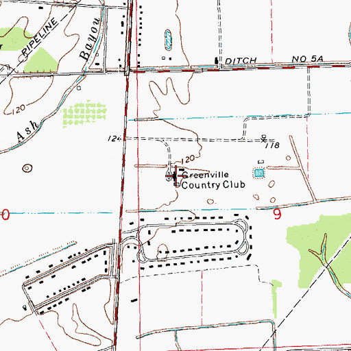 Topographic Map of Greenville Country Club, MS