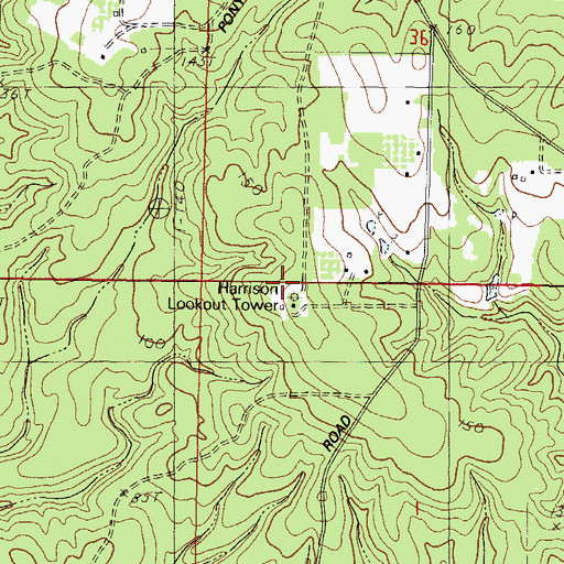 Topographic Map of Harrison Lookout Tower, MS