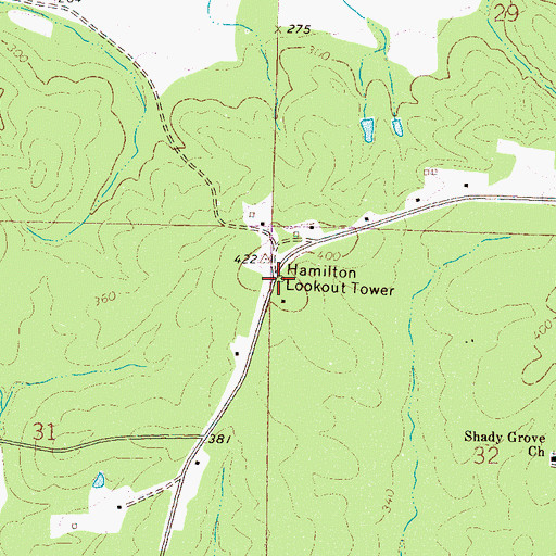 Topographic Map of Hamilton Lookout Tower, MS